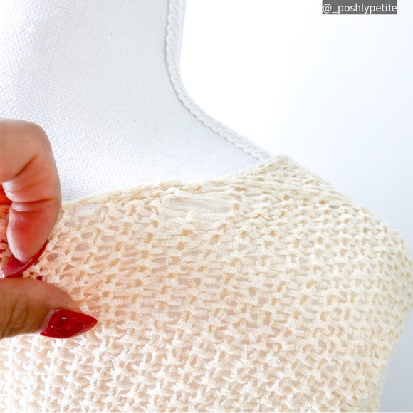 Cream open knit casual dropped shoulder sweater pullover - Picture 6 of 16